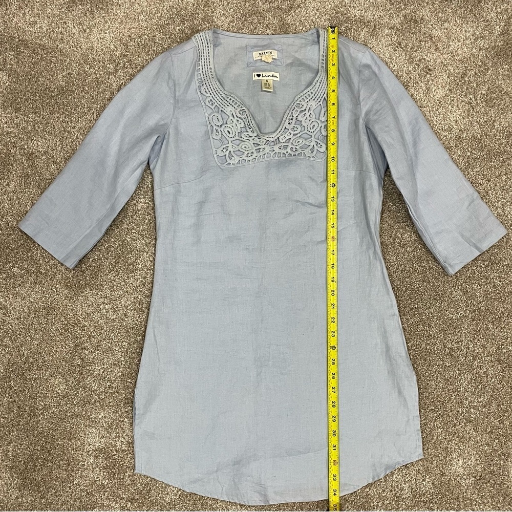 Malvin Hamburg Germany Light Blue Women's linen Dress Small - Picture 8 of 12